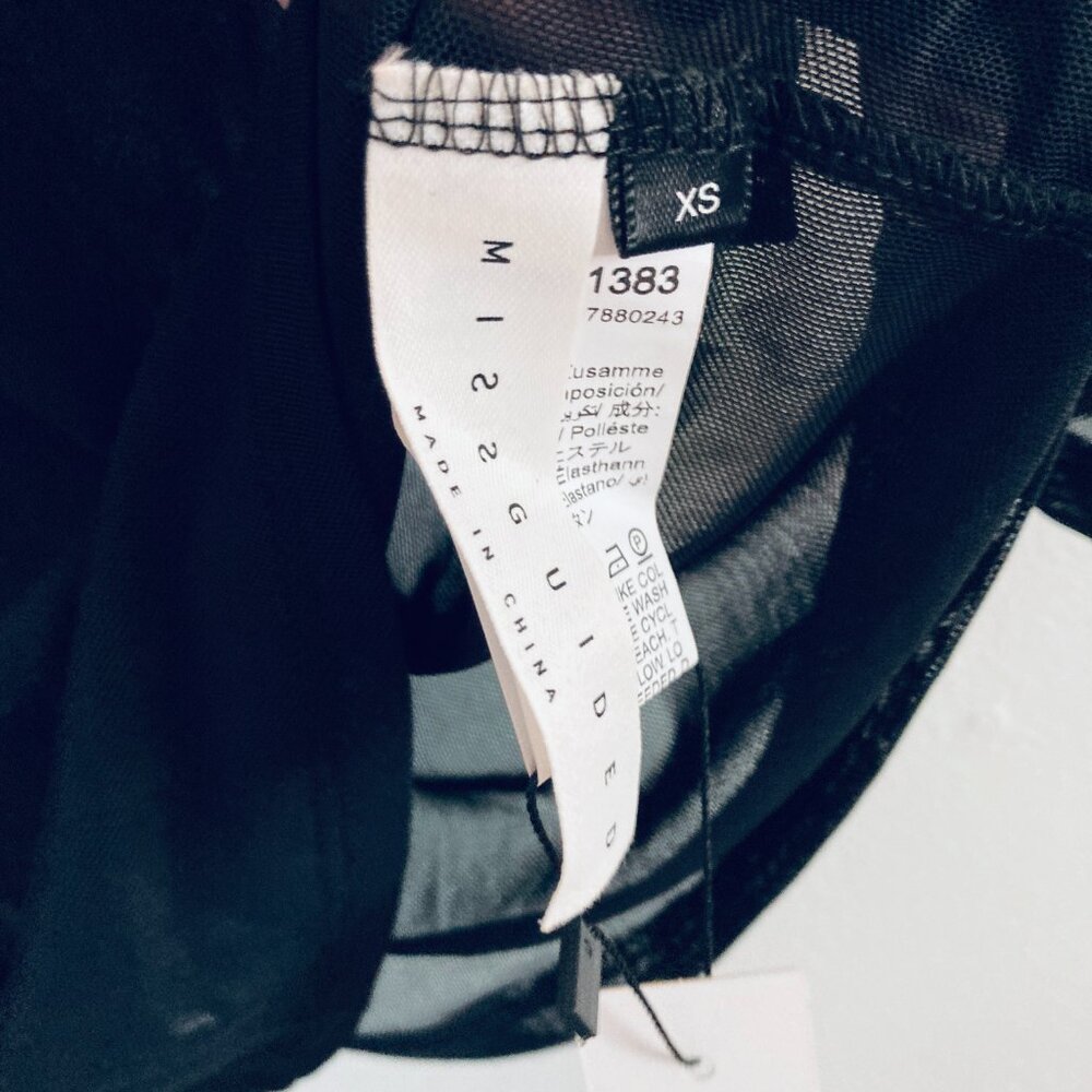 Black Mesh Body-con Mini Dress with Thumb Holes XS - Picture 4 of 5